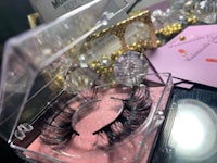 mink lashes in a clear box on a table